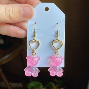 Kawaii gummy bear heart earrings